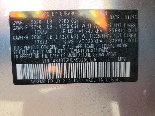 2025 SUBARU OUTBACK WI 4S4BTGUD4S3200155