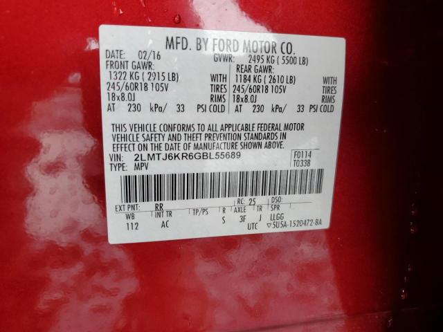 2016 LINCOLN MKX SELECT 2LMTJ6KR6GBL55689