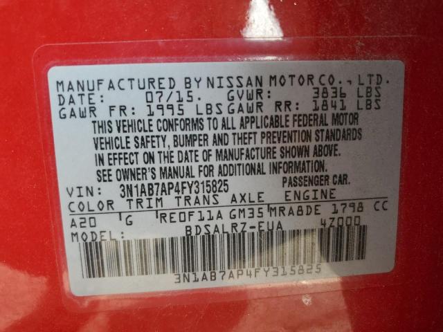 2015 NISSAN SENTRA SR 3N1AB7AP4FY315825