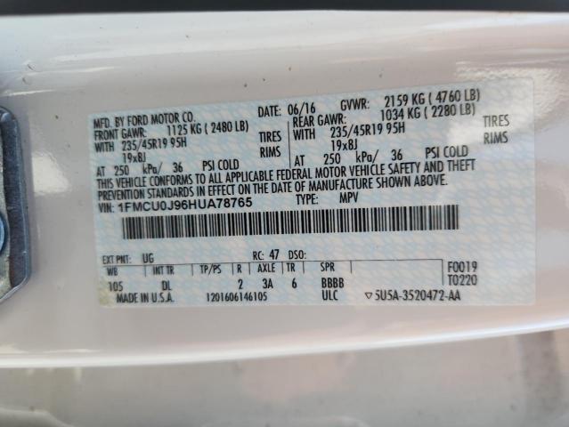 2017 FORD ESCAPE TIT - 1FMCU0J96HUA78765