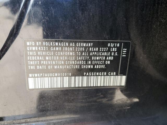 2016 VOLKSWAGEN E-GOLF SE WVWKP7AU0GW910916