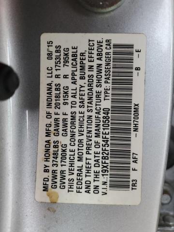 2015 HONDA CIVIC LX 19XFB2F54FE105840