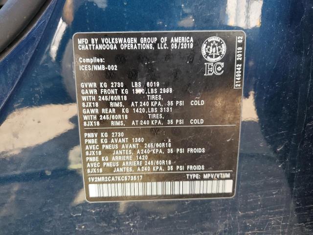 2019 VOLKSWAGEN ATLAS SEL 1V2MR2CA7KC573517
