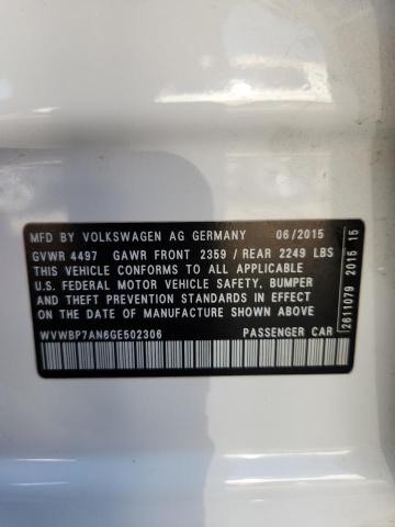 2016 VOLKSWAGEN CC BASE WVWBP7AN6GE502306