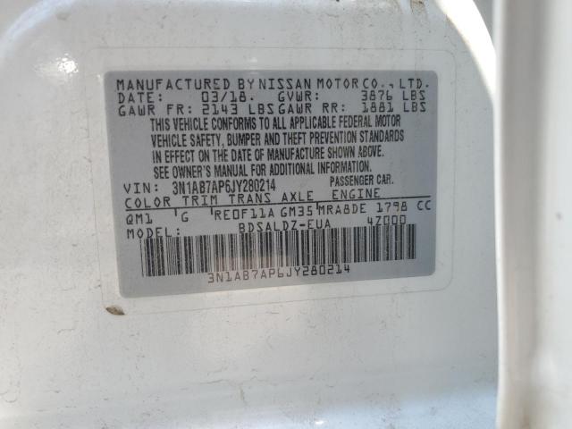 2018 NISSAN SENTRA S 3N1AB7AP6JY280214