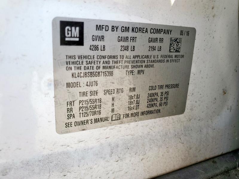 2016 BUICK ENCORE CON KL4CJBSB5GB715398