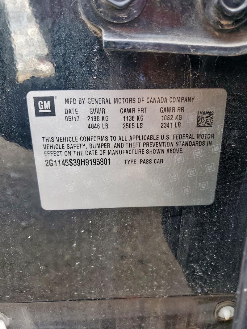 2017 CHEVROLET IMPALA PRE 2G1145S39H9195801