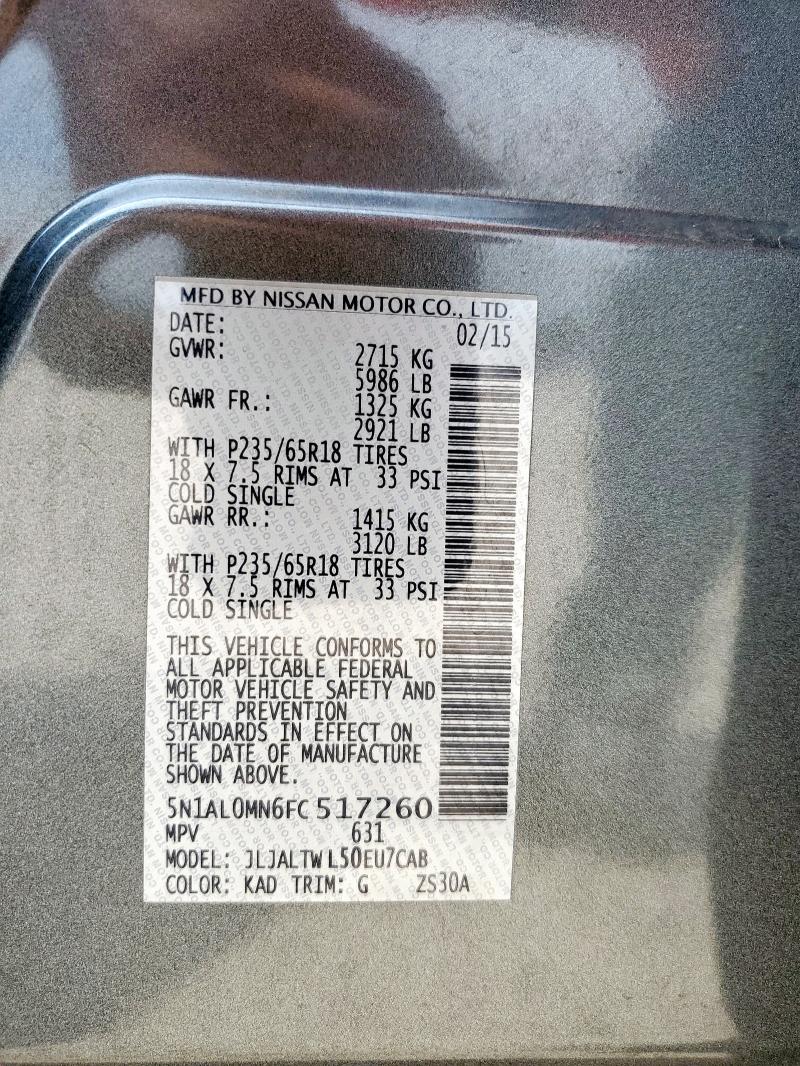 2015 INFINITI QX60 5N1AL0MN6FC517260