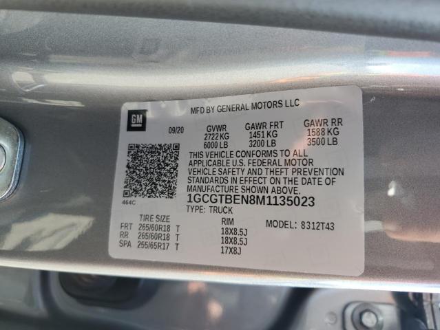 2021 CHEVROLET COLORADO 1GCGTBEN8M1135023