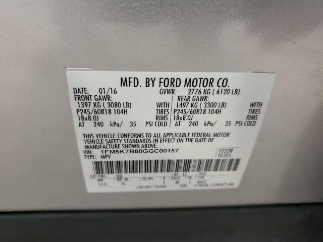2016 FORD EXPLORER - 1FM5K7B80GGC00157