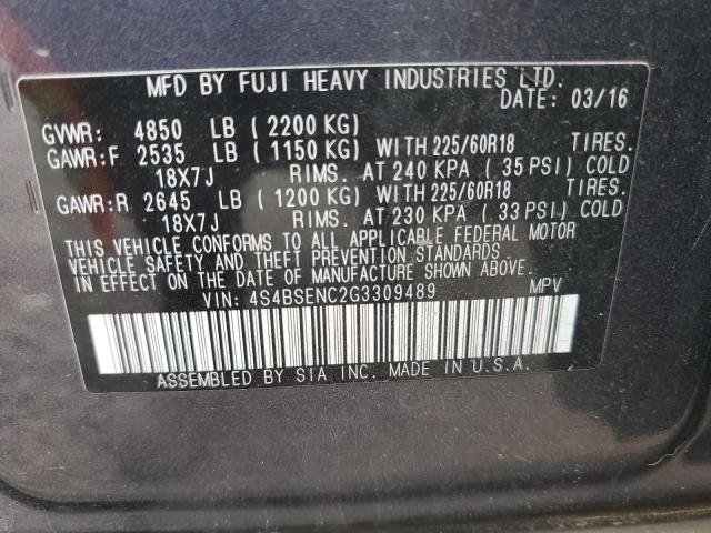 2016 SUBARU OUTBACK 3. 4S4BSENC2G3309489