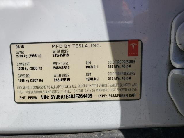 2018 TESLA MODEL S 5YJSA1E40JF264409