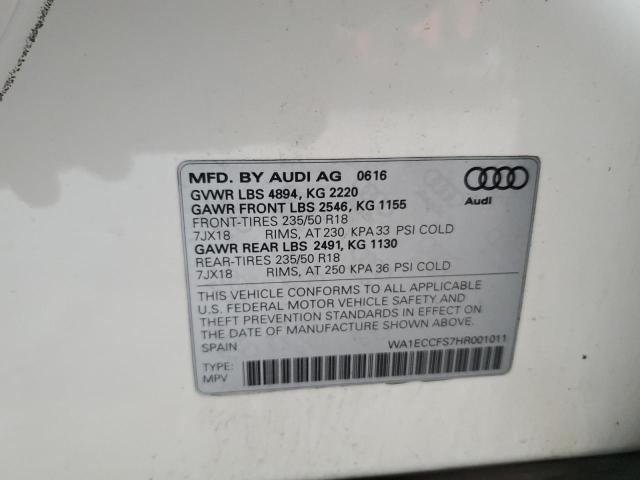 2017 AUDI Q3 PREMIUM WA1ECCFS7HR001011