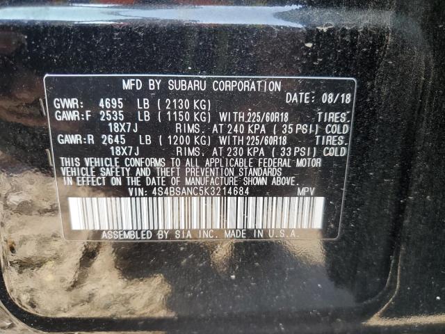 2019 SUBARU OUTBACK 2. 4S4BSANC5K3214684