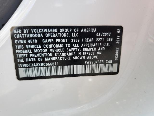 2017 VOLKSWAGEN PASSAT R-LINE 1VWDT7A3XHC055511