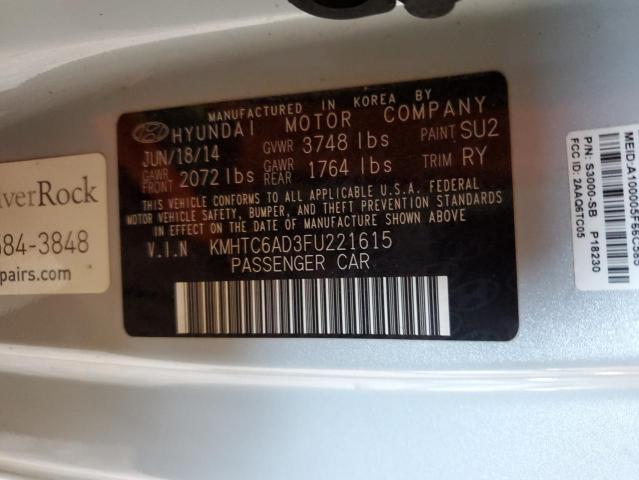 2015 HYUNDAI VELOSTER KMHTC6AD3FU221615