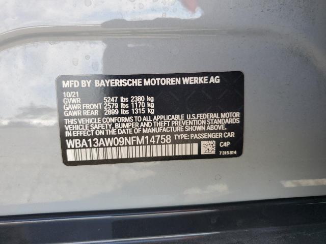 2022 BMW M440XI GRA WBA13AW09NFM14758