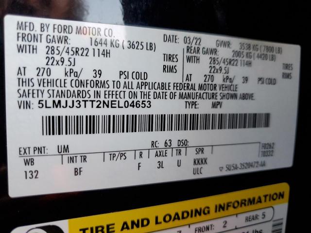 2022 LINCOLN NAVIGATOR L BLACK LABEL 5LMJJ3TT2NEL04653