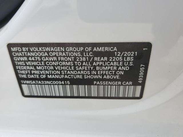 2022 VOLKSWAGEN PASSAT SE 1VWSA7A33NC009415
