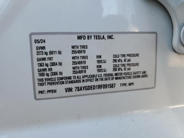 2024 TESLA MODEL Y 7SAYGDED1RF091587