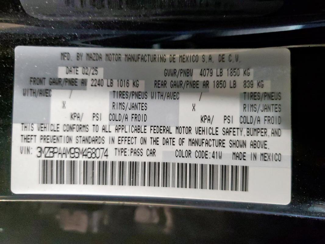 2025 MAZDA 3 - 3MZBPAAM9SM468074