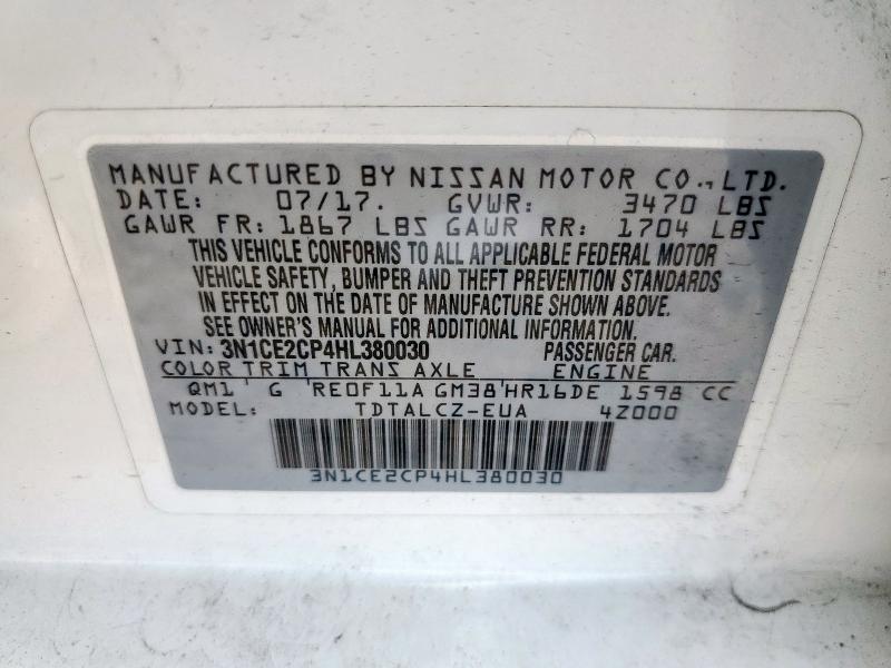 2017 NISSAN VERSA NOTE 3N1CE2CP4HL380030