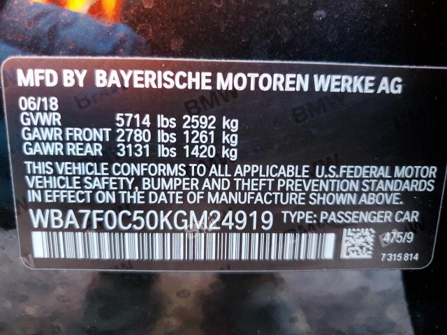 2019 BMW 750 I WBA7F0C50KGM24919