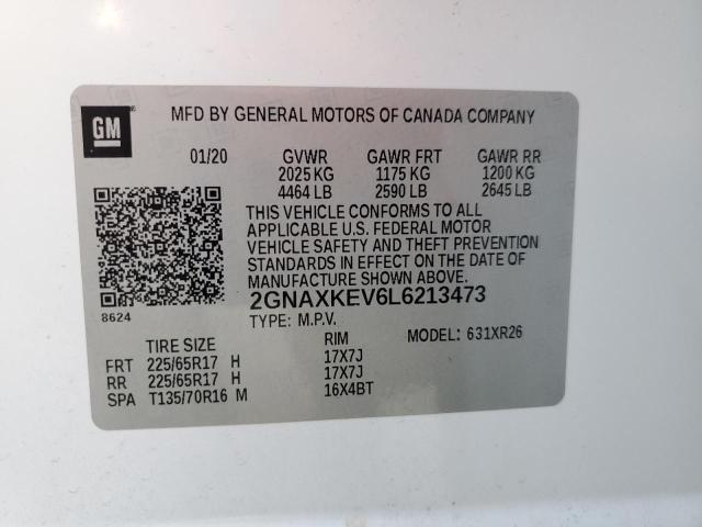 2020 CHEVROLET EQUINOX LT 2GNAXKEV6L6213473