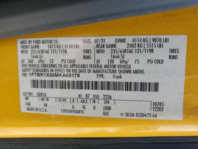 2021 FORD TRANSIT T- 1FTBR1X88MKA60179
