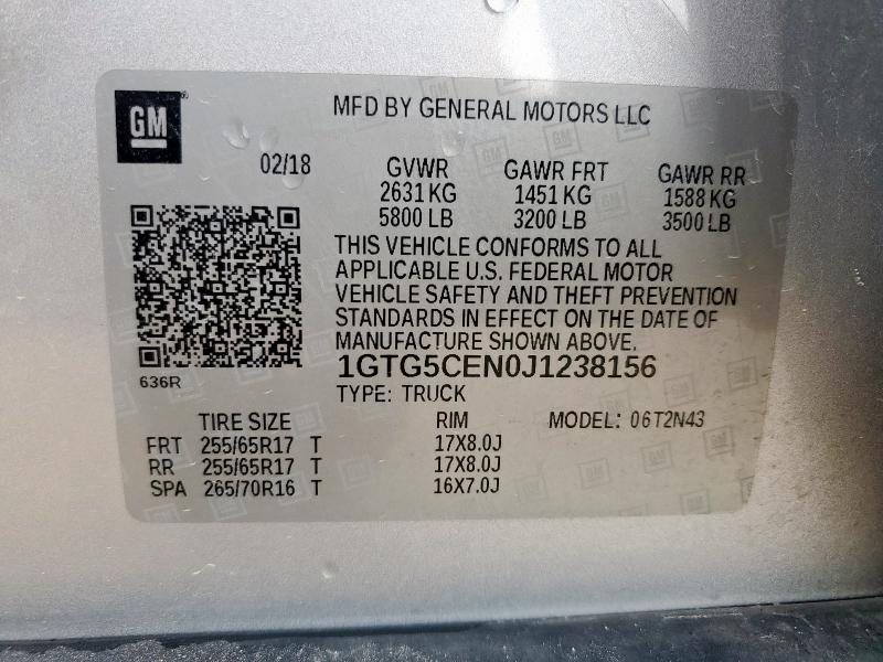 2018 GMC CANYON SLE 1GTG5CEN0J1238156