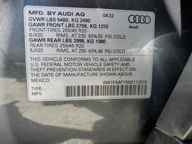 2022 AUDI Q5 PRESTIG WA1FAAFY5N2112518