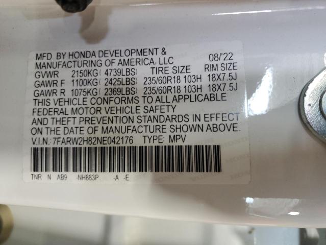 2022 HONDA CR-V EXL 7FARW2H82NE042176