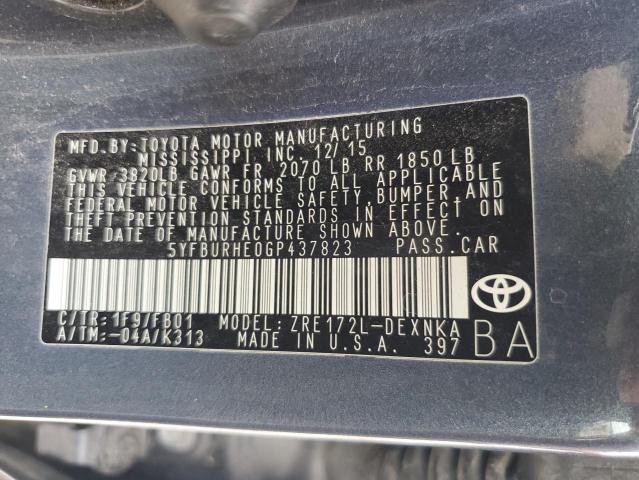 2016 TOYOTA COROLLA L 5YFBURHE0GP437823