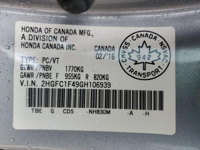 2016 HONDA CIVIC EX 2HGFC1F49GH106939