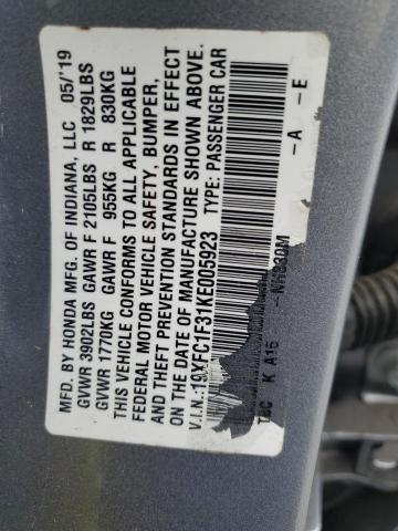 2019 HONDA CIVIC EX 19XFC1F31KE005923