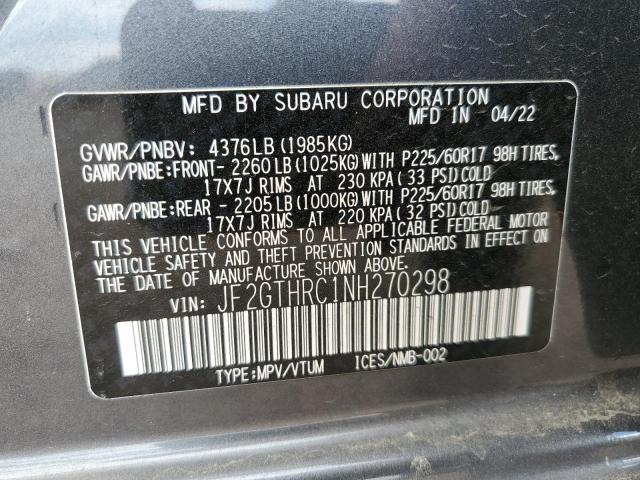 2022 SUBARU CROSSTREK JF2GTHRC1NH270298