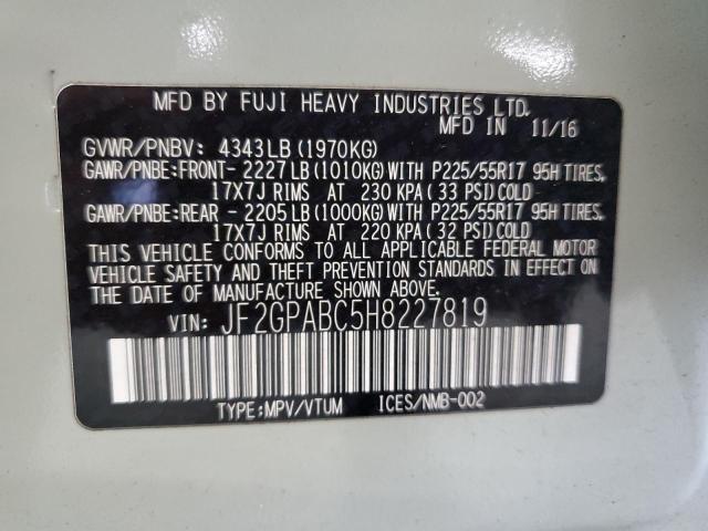 2017 SUBARU CROSSTREK - JF2GPABC5H8227819