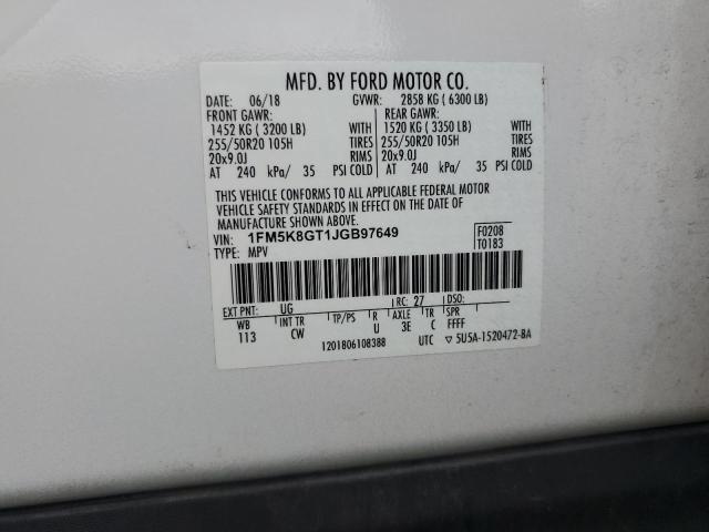 2018 FORD EXPLORER S 1FM5K8GT1JGB97649