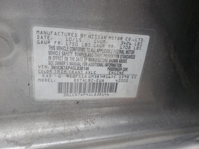 2016 NISSAN VERSA S - 3N1CN7AP4GL838146