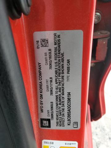 2016 CHEVROLET SPARK LS KL8CB6SA0GC596194