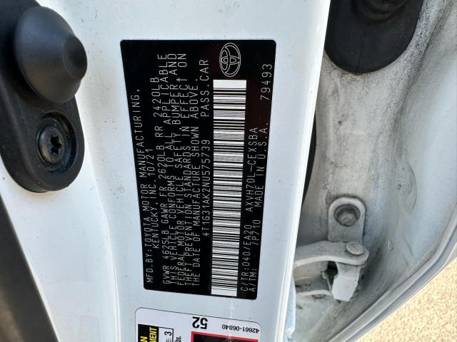 2022 TOYOTA CAMRY NIGH 4T1G31AK2NU575739