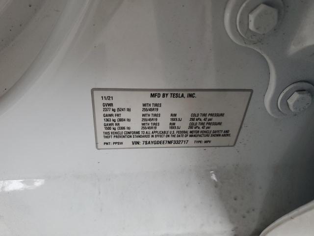 2022 TESLA MODEL Y 7SAYGDEE7NF332717