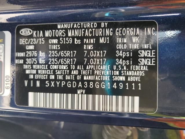 2016 KIA SORENTO LX 5XYPGDA38GG149111