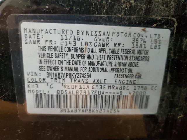 2019 NISSAN SENTRA S 3N1AB7AP8KY274254