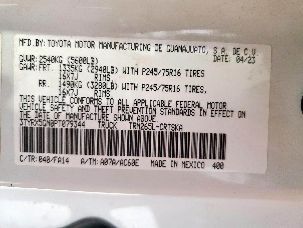 2023 TOYOTA TACOMA ACCESS CAB 3TYRX5GN0PT079344
