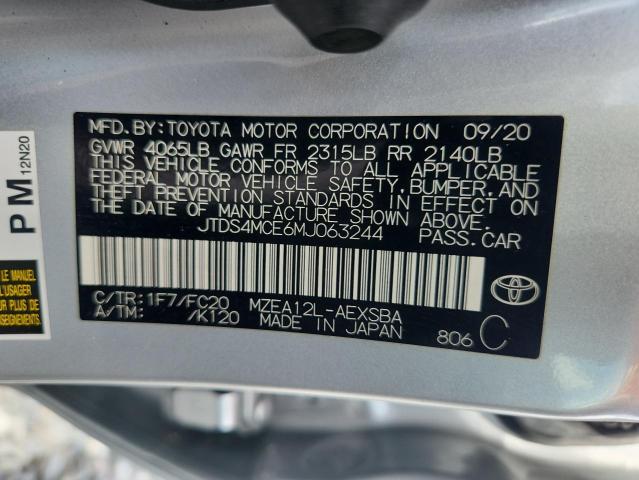 2021 TOYOTA COROLLA SE JTDS4MCE6MJ063244