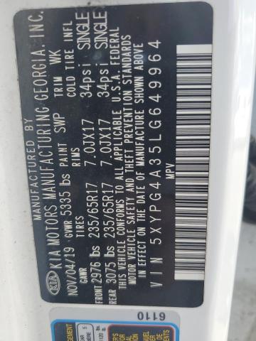 2020 KIA SORENTO L 5XYPG4A35LG649964