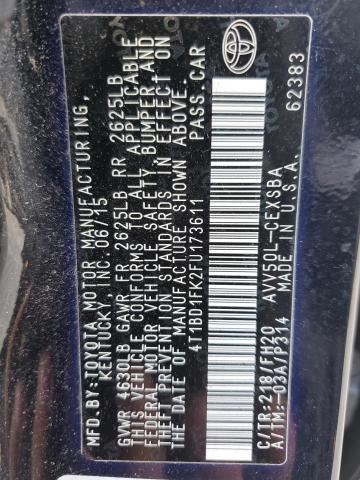 2015 TOYOTA CAMRY HYBR 4T1BD1FK2FU173611