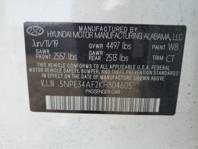 2019 HYUNDAI SONATA LIM 5NPE34AF2KH804605
