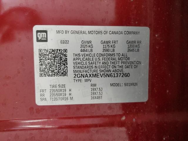 2022 CHEVROLET EQUINOX RS 2GNAXMEV5N6137260